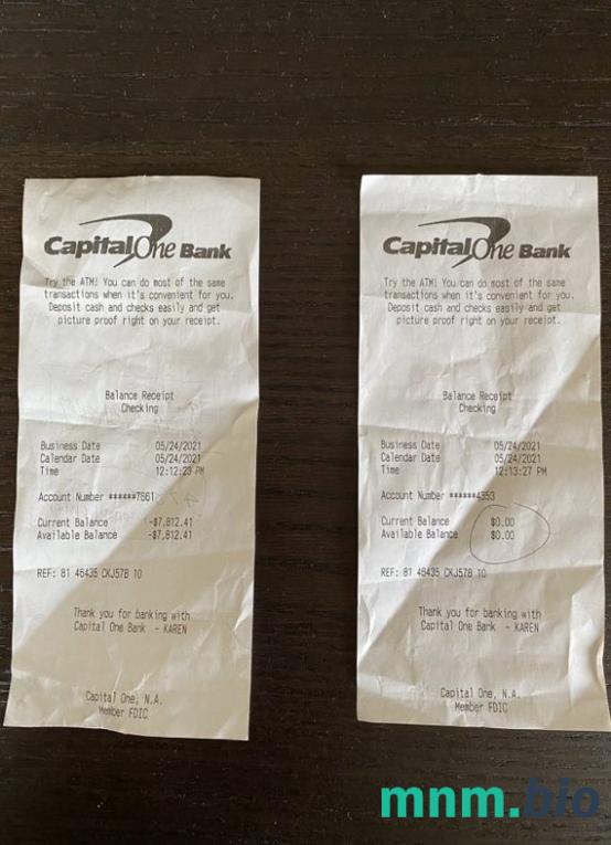 USA Capital One Bank przykładowy czek płatniczy PSD
